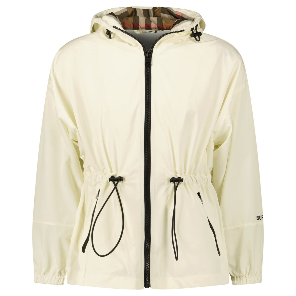 Burberry 'Birley' Check Hooded Rain Jacket Vanilla